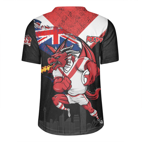 St. George Illawarra Dragons Rugby Jersey Custom For Die Hard Fan Australia Flag Scratch Style