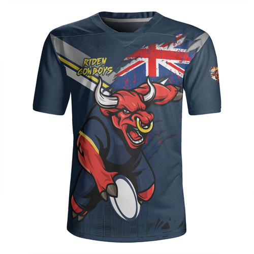 North Queensland Cowboys Rugby Jersey Custom For Die Hard Fan Australia Flag Scratch Style