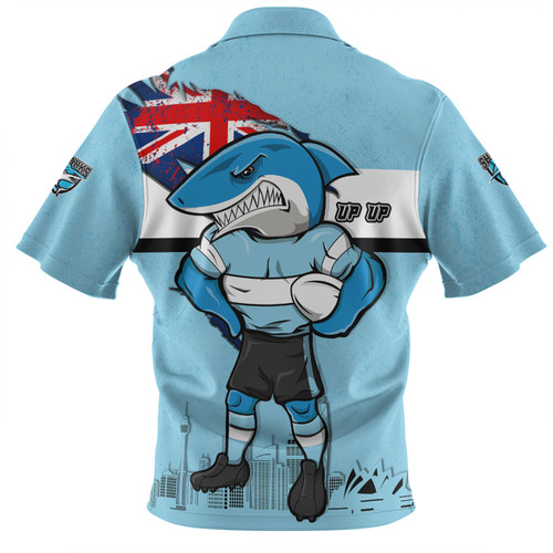 Cronulla-Sutherland Sharks Zip Polo Shirt Custom For Die Hard Fan Australia Flag Scratch Style Cronulla-Sutherland Sharks Zip Polo Shirt Custom For Die Hard Fan Australia Flag Scratch Style