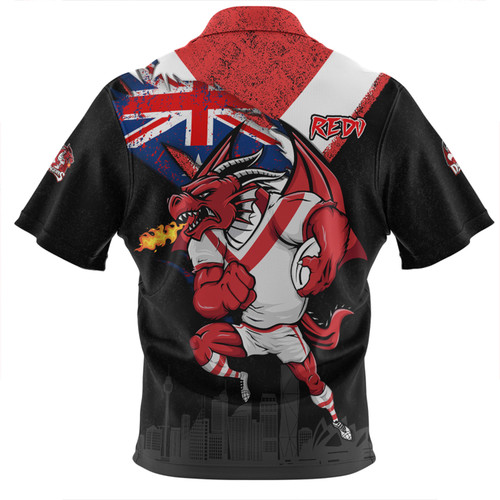 St. George Illawarra Dragons Zip Polo Shirt Custom For Die Hard Fan Australia Flag Scratch Style St. George Illawarra Dragons Zip Polo Shirt Custom For Die Hard Fan Australia Flag Scratch Style