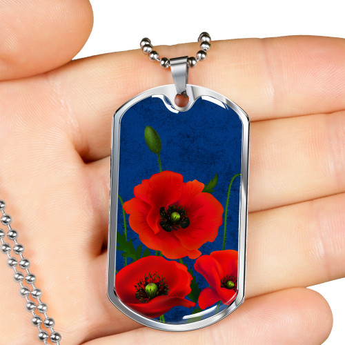 Custom Australia Anzac Day Dog Tag Poppy Flower