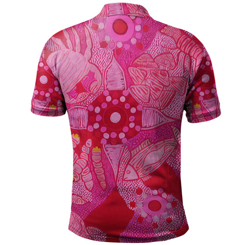 Custom Australia Polo Shirt  Aboriginal Dot Painting Pink Custom Australia Polo Shirt  Aboriginal Dot Painting Pink