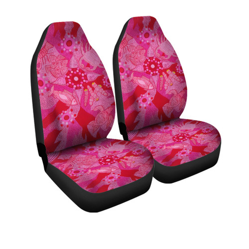 Custom Australia Car Seat Covers Aboriginal Dot Painting Pink(Black)
