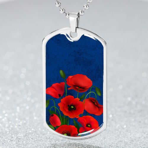 Custom Australia Anzac Day Dog Tag Poppy Flower Ver 2