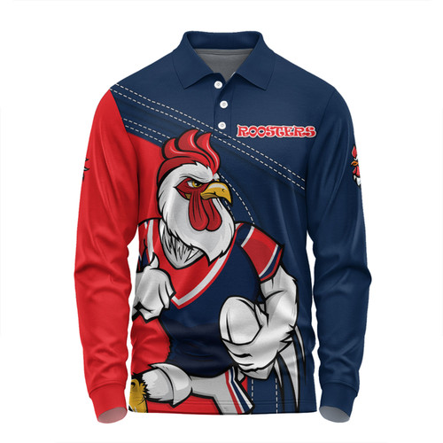 Sydney Roosters Long Sleeve Polo Shirt Custom Team Of Us Die Hard Fan Supporters