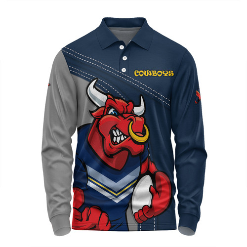 North Queensland Cowboys Long Sleeve Polo Shirt Custom Team Of Us Die Hard Fan Supporters