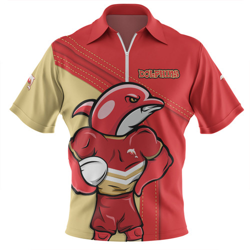 Redcliffe Dolphins Zip Polo Shirt Custom Team Of Us Die Hard Fan Supporters