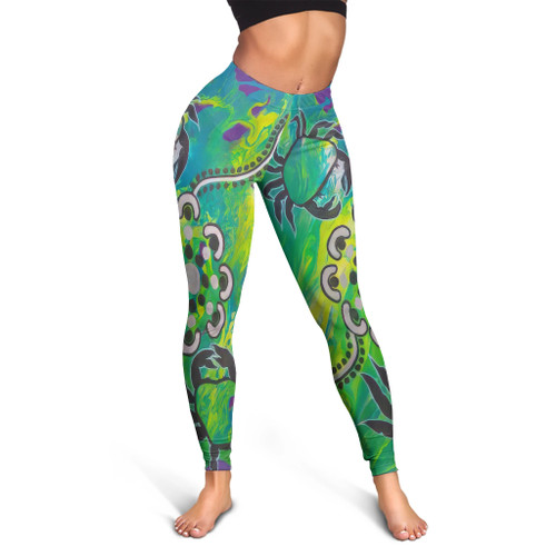 Custom Australia Legging Aboriginal Dot Painting Green Custom Australia Legging Aboriginal Dot Painting Green