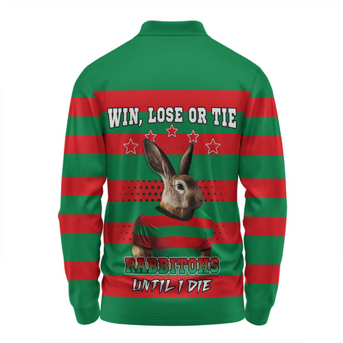 South Sydney Rabbitohs Long Sleeve Polo Shirt Custom Team Of Us Die Hard Fan Supporters Aboriginal Inspired