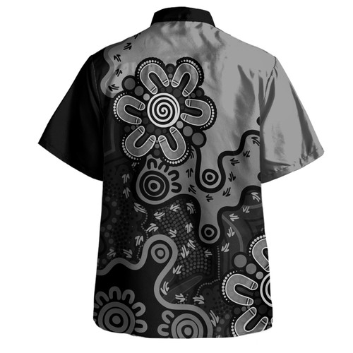 Australia Hawaiian Shirt Aboriginal Style Of Background Blue (Grey,Orange) Australia Hawaiian Shirt Aboriginal Style Of Background Blue (Grey,Orange)