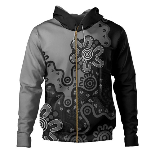 Australia Hoodie Aboriginal Style Of Background Blue (Grey,Orange) Australia Hoodie Aboriginal Style Of Background Blue (Grey,Orange)