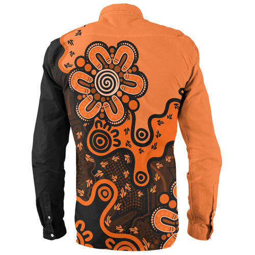 Australia Long Sleeve Shirt Aboriginal Style Of Background Orange Australia Long Sleeve Shirt Aboriginal Style Of Background Orange