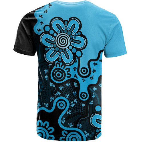 Australia T-Shirt Aboriginal Style Of Background Blue (Grey,Orange) Australia T-Shirt Aboriginal Style Of Background Blue (Grey,Orange)