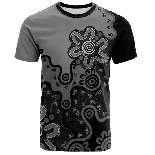 Australia T-Shirt Aboriginal Style Of Background Grey Australia T-Shirt Aboriginal Style Of Background Grey
