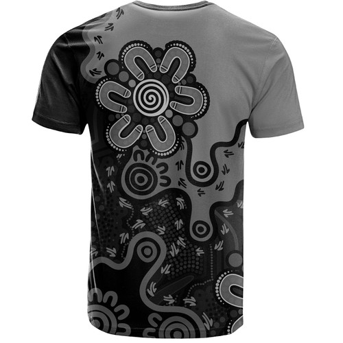 Australia T-Shirt Aboriginal Style Of Background Blue (Grey,Orange) Australia T-Shirt Aboriginal Style Of Background Blue (Grey,Orange)