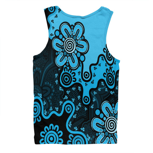 Australia Men Singlet Aboriginal Style Of Background Blue (Grey, Orange) Australia Men Singlet Aboriginal Style Of Background Blue (Grey, Orange)