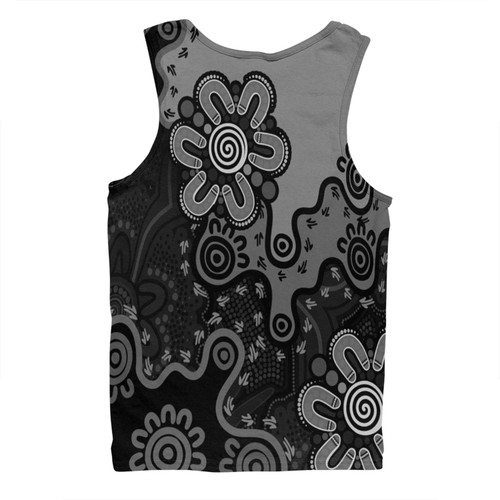 Australia Men Singlet Aboriginal Style Of Background Blue (Grey, Orange) Australia Men Singlet Aboriginal Style Of Background Blue (Grey, Orange)