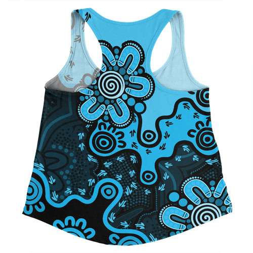 Australia Women Racerback Singlet Aboriginal Style Of Background Blue (Grey, Orange) Australia Women Racerback Singlet Aboriginal Style Of Background Blue (Grey, Orange)