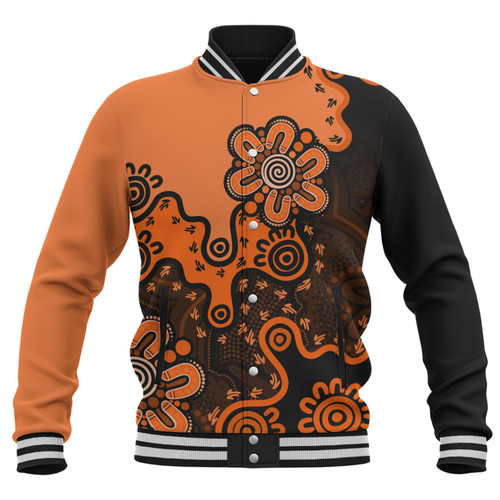 Australia Baseball Jacket Aboriginal Style Of Background Orange Australia Baseball Jacket Aboriginal Style Of Background Orange