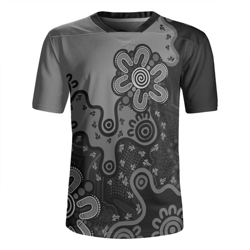 Australia Rugby Jersey Aboriginal Style Of Background Grey Australia Rugby Jersey Aboriginal Style Of Background Grey