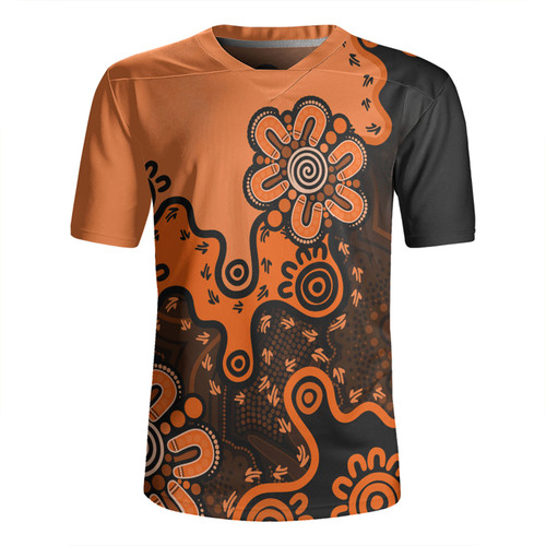 Australia Rugby Jersey Aboriginal Style Of Background Orange Australia Rugby Jersey Aboriginal Style Of Background Orange