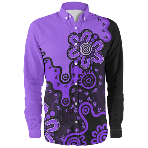 Australia Long Sleeve Shirt Aboriginal Style Of Background Purple Australia Long Sleeve Shirt Aboriginal Style Of Background Purple
