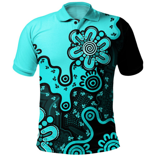 Australia Polo Shirt Aboriginal Style Of Background Turquoise Australia Polo Shirt Aboriginal Style Of Background Turquoise