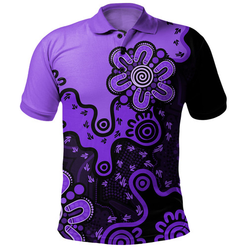 Australia Polo Shirt Aboriginal Style Of Background Purple Australia Polo Shirt Aboriginal Style Of Background Purple