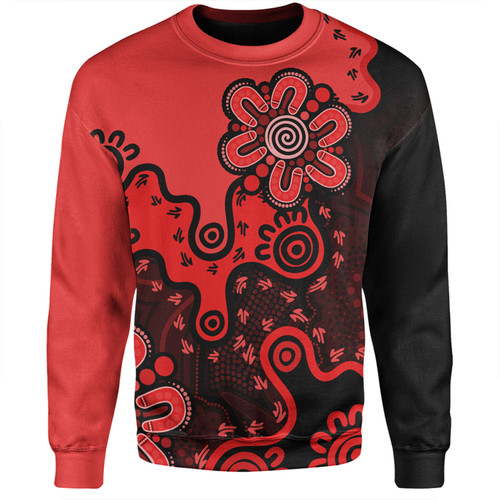 Australia Sweatshirt Aboriginal Style Of Background Red