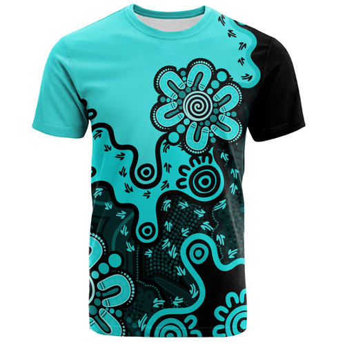 Australia T-Shirt Aboriginal Style Of Background Turquoise Australia T-Shirt Aboriginal Style Of Background Turquoise