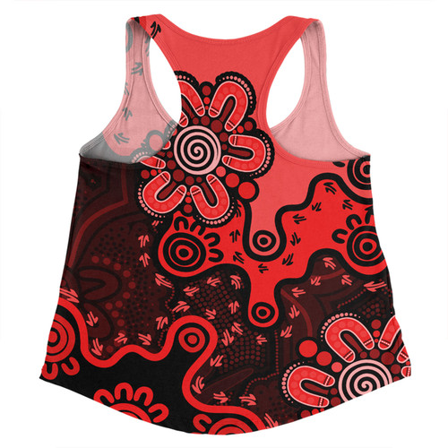 Australia Women Racerback Singlet Aboriginal Style Of Background Red (Turquoise,Purple)