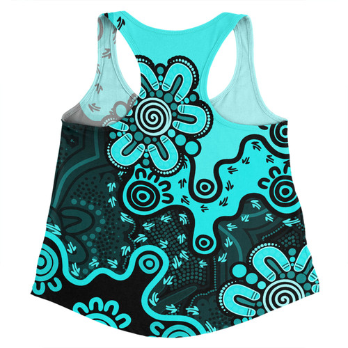 Australia Women Racerback Singlet Aboriginal Style Of Background Red (Turquoise,Purple)