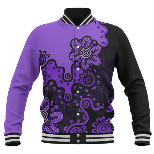 Australia Baseball Jacket Aboriginal Style Of Background Purple Australia Baseball Jacket Aboriginal Style Of Background Purple