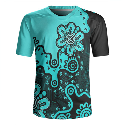 Australia Rugby Jersey Aboriginal Style Of Background Turquoise Australia Rugby Jersey Aboriginal Style Of Background Turquoise