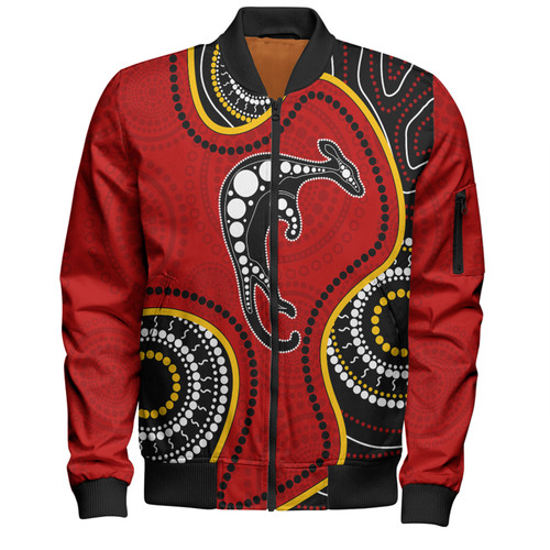 Australia Bomber Jacket Aboriginal Art With Kangaroo Australia Bomber Jacket Aboriginal Art With Kangaroo