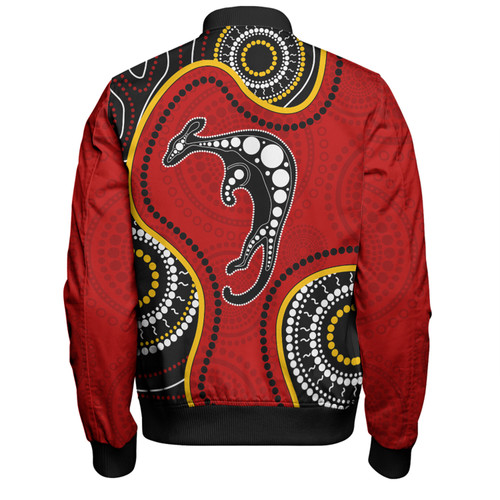 Australia Bomber Jacket Aboriginal Art With Kangaroo Australia Bomber Jacket Aboriginal Art With Kangaroo