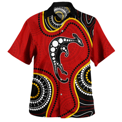 Australia Hawaiian Shirt Aboriginal Art With Kangaroo Australia Hawaiian Shirt Aboriginal Art With Kangaroo