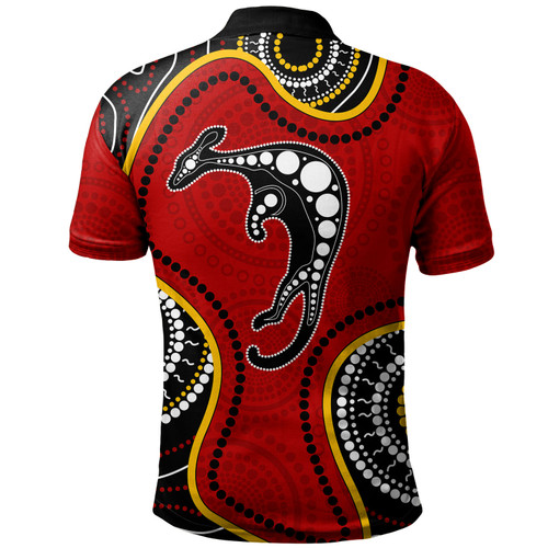 Australia Polo Shirt Aboriginal Art With Kangaroo Australia Polo Shirt Aboriginal Art With Kangaroo