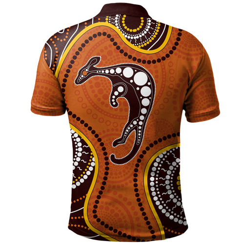 Australia Polo Shirt Aboriginal Art With Kangaroo Australia Polo Shirt Aboriginal Art With Kangaroo