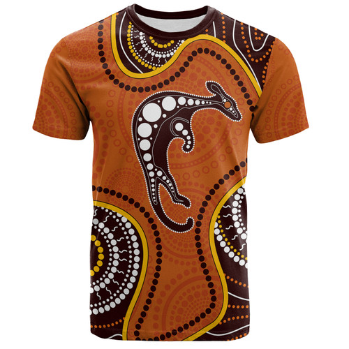 Australia T-Shirt Aboriginal Art With Kangaroo