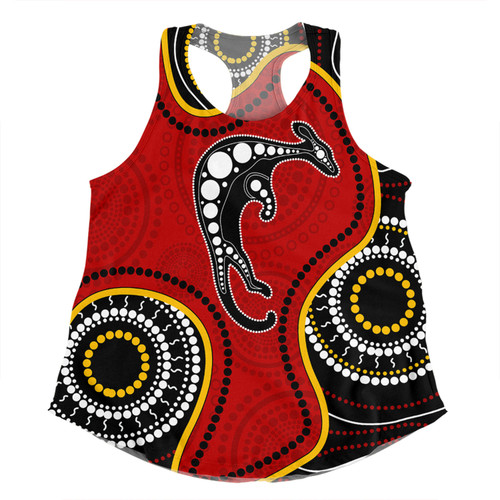 Australia Women Racerback Singlet Aboriginal Art With Kangaroo Australia Women Racerback Singlet Aboriginal Art With Kangaroo