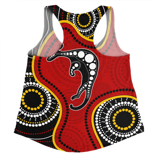 Australia Women Racerback Singlet Aboriginal Art With Kangaroo Australia Women Racerback Singlet Aboriginal Art With Kangaroo