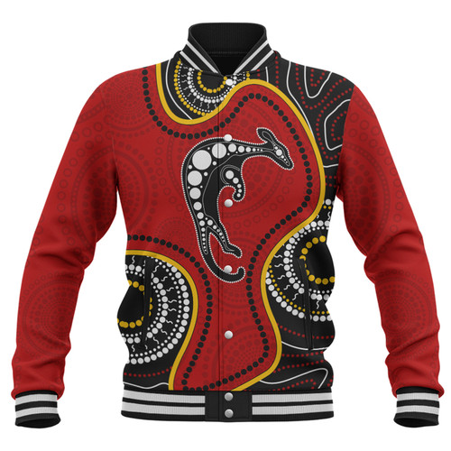 Australia Baseball Jacket Aboriginal Art With Kangaroo Australia Baseball Jacket Aboriginal Art With Kangaroo