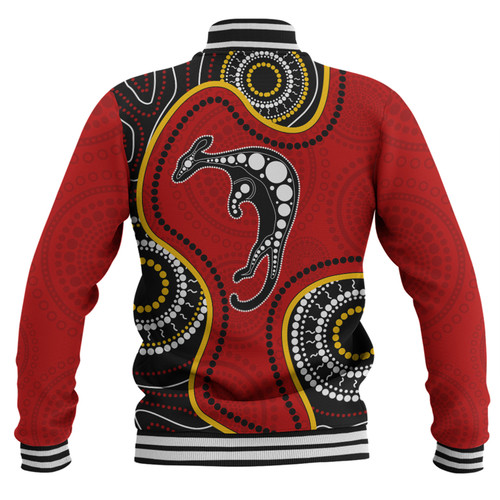 Australia Baseball Jacket Aboriginal Art With Kangaroo Australia Baseball Jacket Aboriginal Art With Kangaroo