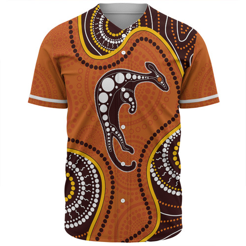 Australia Baseball Shirt Aboriginal Art With Kangaroo