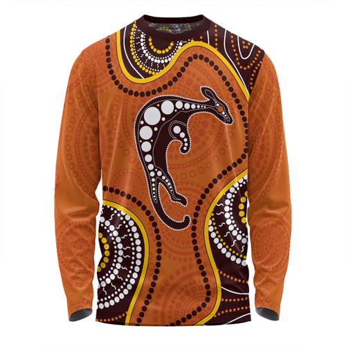 Australia Long Sleeve T-shirt Aboriginal Art With Kangaroo