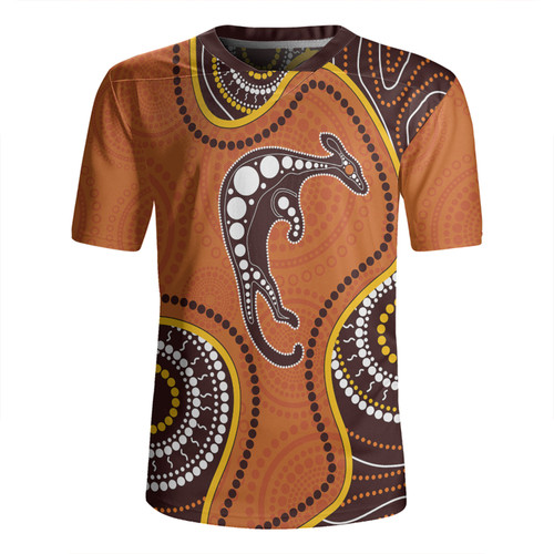 Australia Rugby Jersey Aboriginal Art With Kangaroo