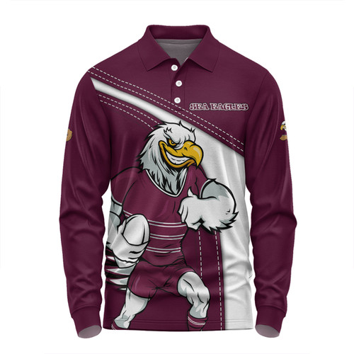 Manly Warringah Sea Eagles Long Sleeve Polo Shirt Custom Team Of Us Die Hard Fan Supporters