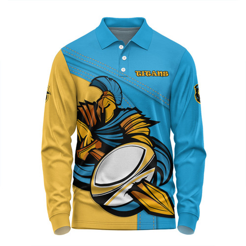 Gold Coast Titans Long Sleeve Polo Shirt Custom Team Of Us Die Hard Fan Supporters