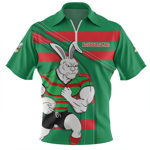 South Sydney Rabbitohs Zip Polo Shirt Custom Team Of Us Die Hard Fan Supporters